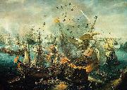 Hendrik Cornelisz. Vroom The explosion of the Spanish flagship during the Battle of Gibraltar, 25 April 1607. painting